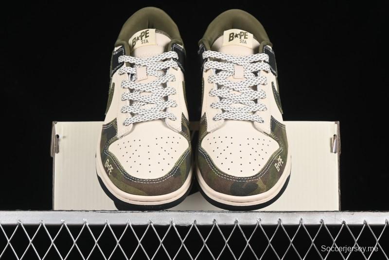 Nike SB Dunk Low Bape Collaboration - Patchwork Camouflage Anniversary Custom Low-Top Casual Sneakers - CH6336-229
