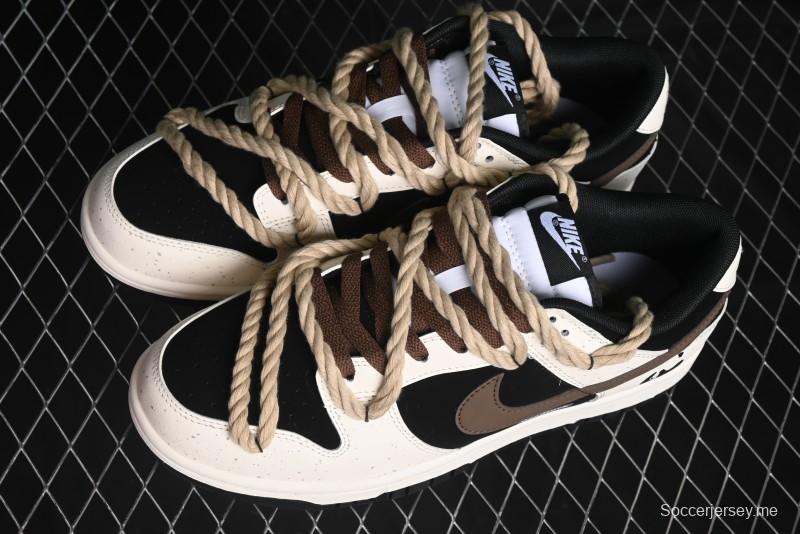 Nike Dunk Low Retro Casual Sneakers with Little Panda and Dopamine Mocha Design - DD1391-100
