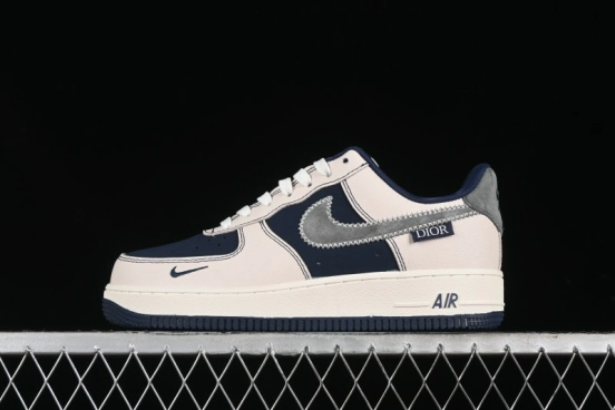 Nike Air Force 1 '07 Low Dior Collaboration - Light Blue Knit Swoosh Low-Top Casual Sneakers - KK1988-012