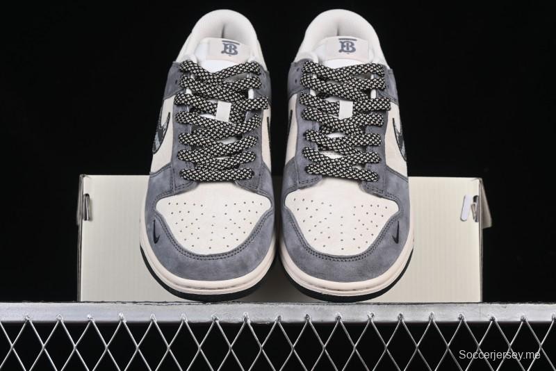 Nike SB Dunk Low Anniversary Edition Customized Sneakers with Grey Swoosh Logo - DJ2024-083