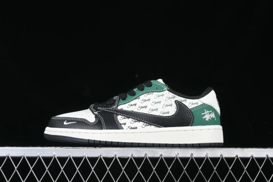Nike Travis Scott x Fragment Design x Air Jordan 1 Low OG SP AJ1 Stussy Collaboration - Black Green - AG3702-805