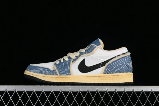 Nike Air Jordan 1 Low SE "WRMK" AJ1 Sashiko Stitch Low-Top Casual Sneakers - FN7670-493