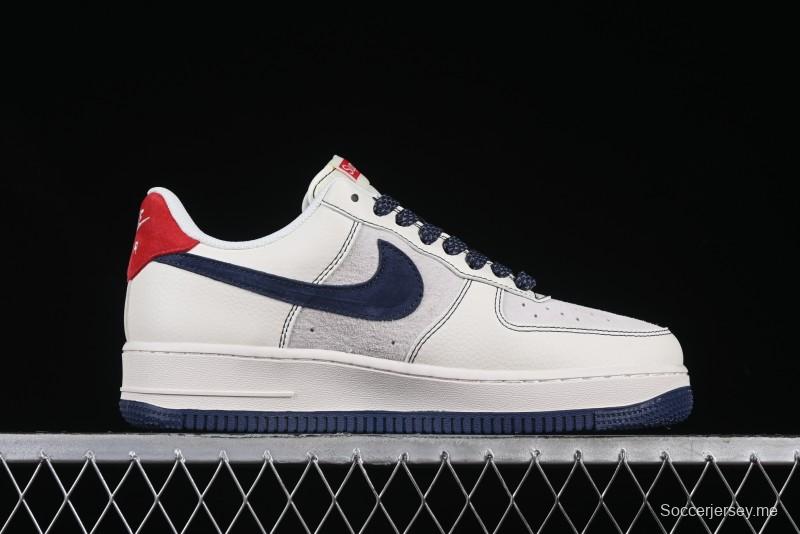 Nike Air Force 1 '07 Low Supreme Collaboration Sneakers with Red Tab and Blue Swoosh - BB7518-021