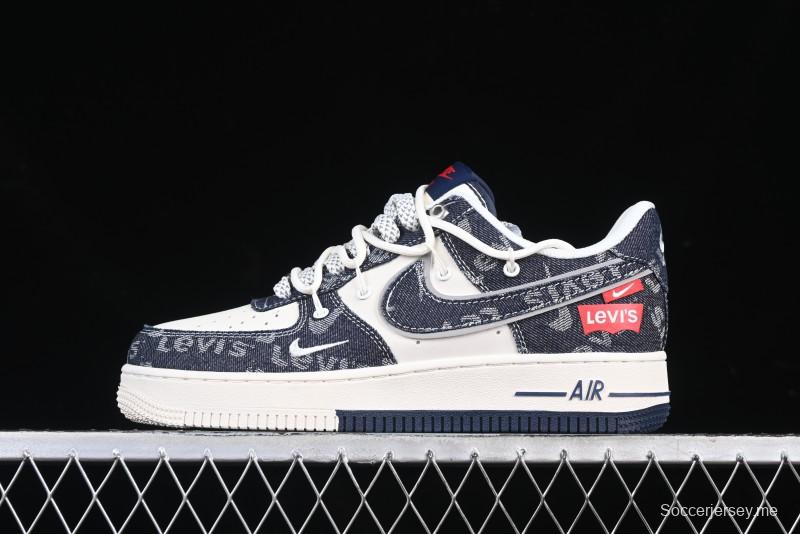 Nike Air Force 1 '07 Low Levi's Collaboration Light Blue Denim Drawstring Casual Sneakers - SJ1198-900