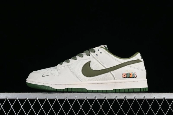 Nike SB Dunk Low Gucci Collaboration - Beige Green Woven Fabric Anniversary High-End Custom Low-Top Casual Skate Shoes - DQ1098-368