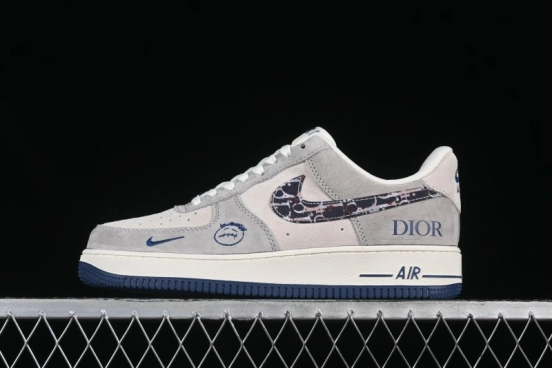 Nike Air Force 1 '07 Low Dior Collaboration Grey Blue Ghost Face Casual Sneakers - KK1988-044