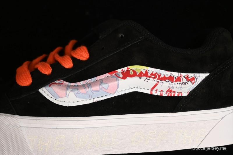 Vans Classics Knu Skool Retro Sneakers with Embroidered Graffiti Design and Thick Tongue - VN000CS00ZB