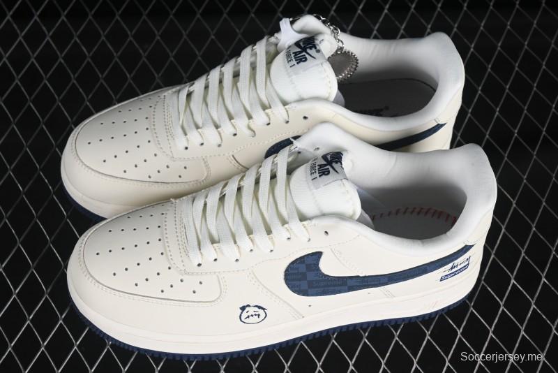 Nike Air Force 1 '07 Low Stussy Supreme Collaboration Checkerboard Beige Low-Top Casual Sneakers - DF0188-037