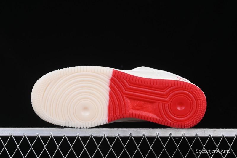Nike Air Force 1 '07 Low Supreme Collaboration Beige Red Color Block Low-Top Casual Sneakers - BB7577-216