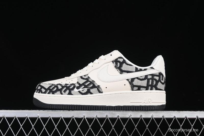 Nike Air Force 1 '07 Low Dior Collaboration Black Pattern Low-Top Casual Sneakers - DF0188-028