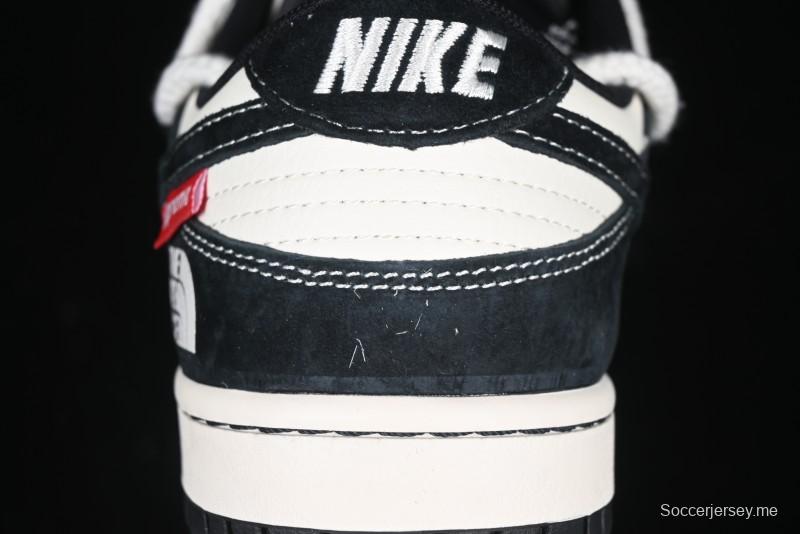 Nike SB Dunk Low The North Face x Supreme Anniversary Edition Customized Lace-Up Black White Black Swoosh Casual Skate Shoes - YX5066-227