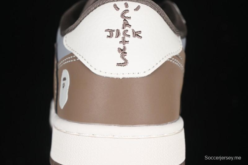 Nike Travis Scott x Fragment Design x Air Jordan 1 Low OG SP AJ1 Bape Collaboration Tea Brown Low-Top Casual Sneakers - BB6511-627