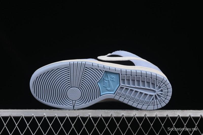 Nike SB Dunk Low Aluminum Skateboarding Shoes with Black Blue White Swoosh - HF3063-400