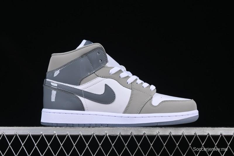 Nike Air Jordan 1 Mid AJ1 White Grey Mid Top Casual Sneakers - HF3193-100