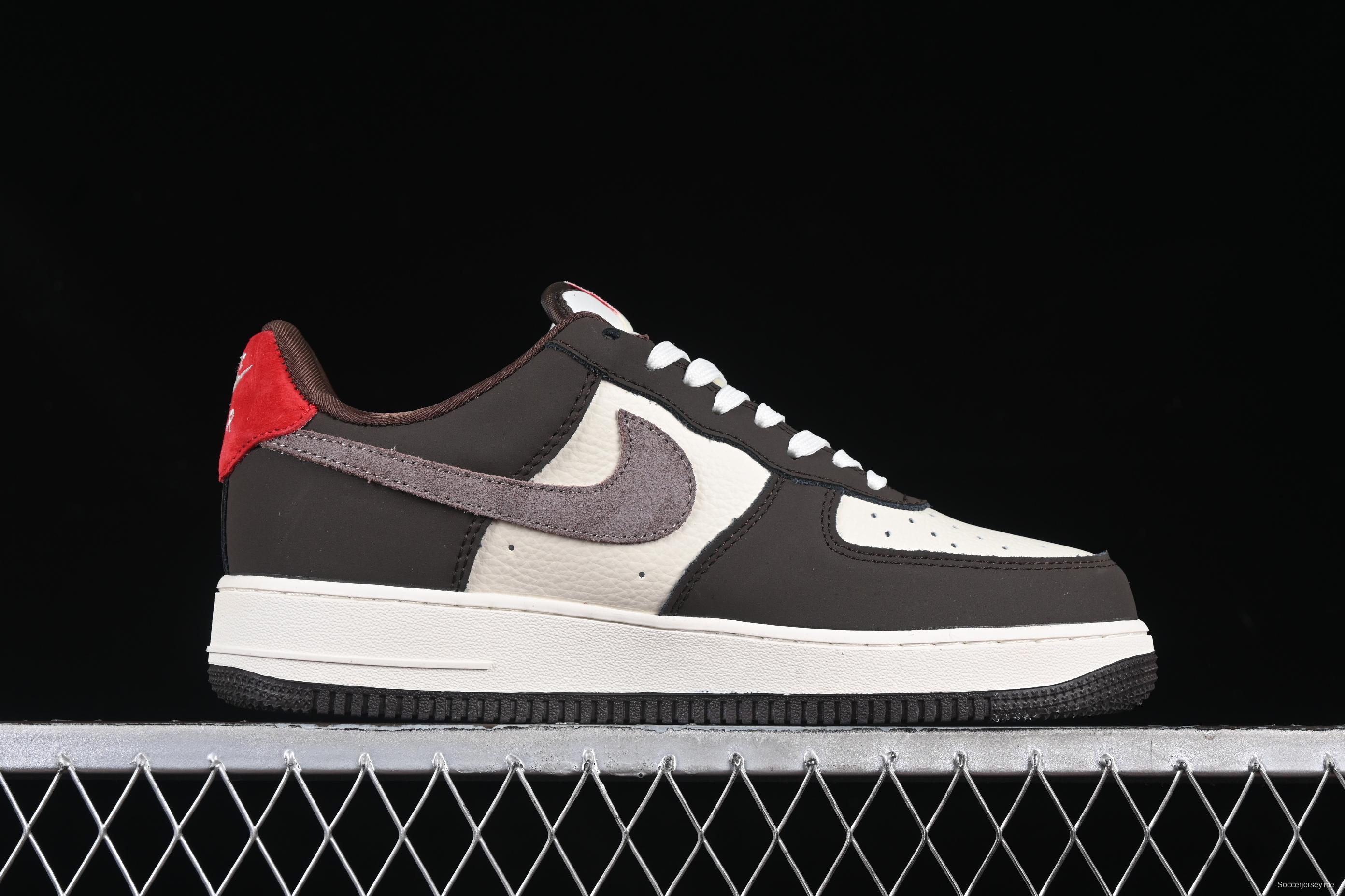 Nike Air Force 1 '07 Low Stussy Collaboration Red Tail Chocolate Low-Top Casual Sneakers - KK1988-057