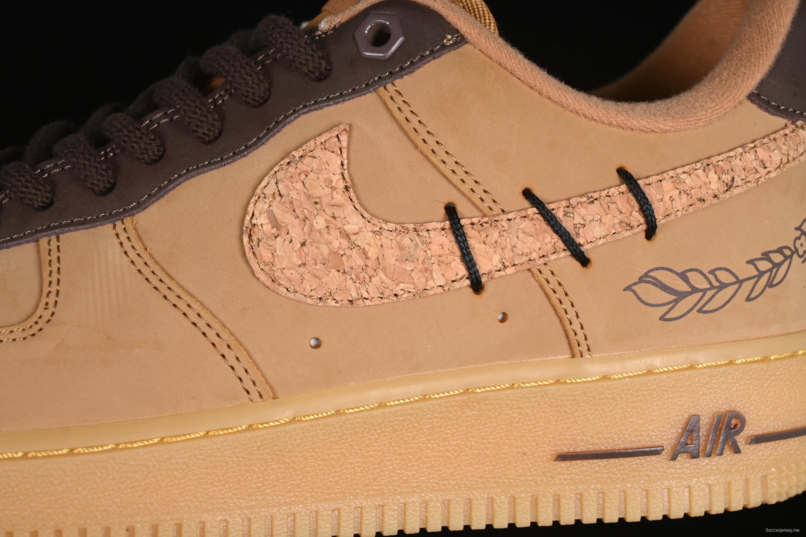 Nike Air Force 1'07 Low Wheat Casual Sneakers with Full-Length Air Cushion - CJ9179-200