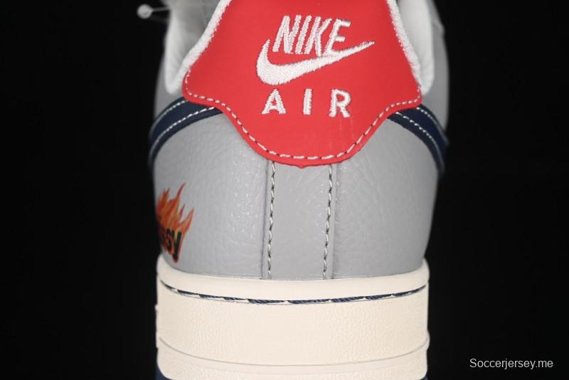 Nike Air Force 1 '07 Low Stussy Double Flame Casual Sneakers with Full-Length Air Cushion - XS1958-555