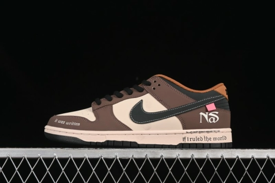 حذاء تزلج نايك SB Dunk Low باللون الأسود والبني منخفض الكاجوال - MU0232-370