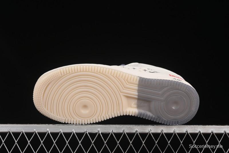 حذاء نايك اير فورس 1 '07 سوبريم سوبريم سوبريم سنيكرز نايك اير فورس 1 '07 سوبريم سوبريم تعاون دوال تون رمادي مطبوع كاجوال - HH7518-077