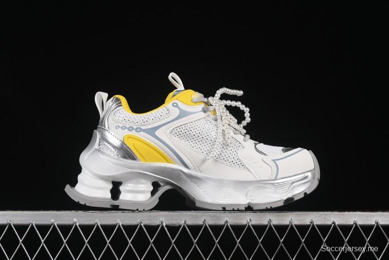 حذاء رياضي مكتنزة بأربطة مجوفة مفرغة بتصميم نجمة GG-CC مع زيادة ارتفاع 5 سم - G25X269