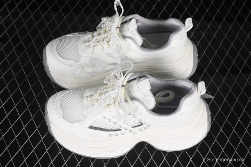 حذاء أبي كاجوال من الدانتيل الدانتيل سلسلة اللؤلؤ - 250310 أبيض