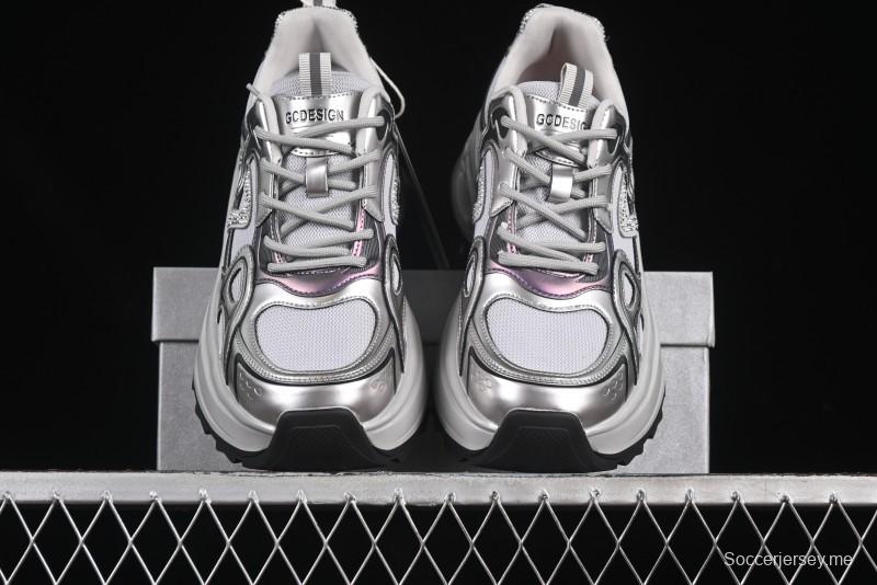 GG-CC 25ss حذاء رياضي مكتنزة جديد بمنصة مكتنزة بزيادة ارتفاع 7 سم وتصميم غير منتظم - 668-2 أسود