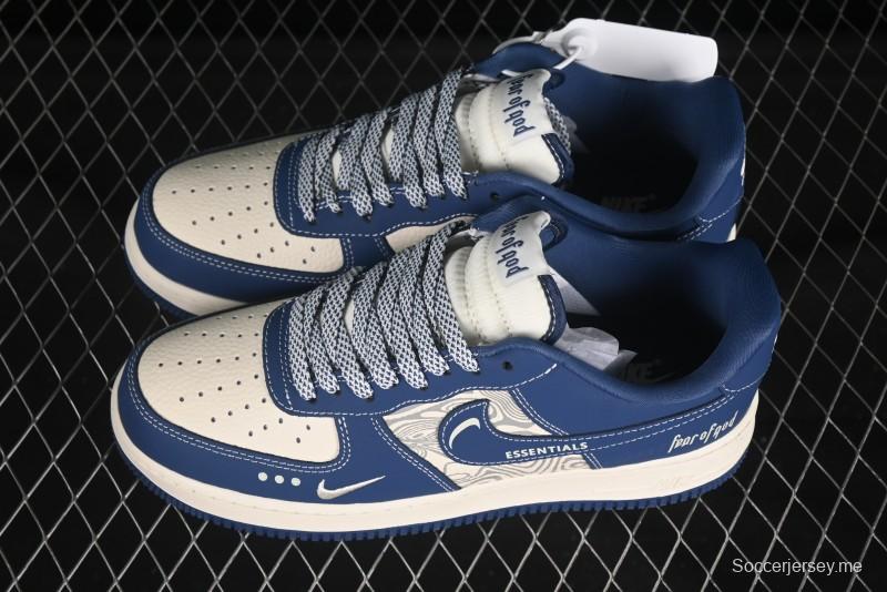 حذاء نايك اير فورس 1'07 منخفض فوغ تعاون نايكي، حذاء رياضي كاجوال أزرق مموج بيج - KK1988-079