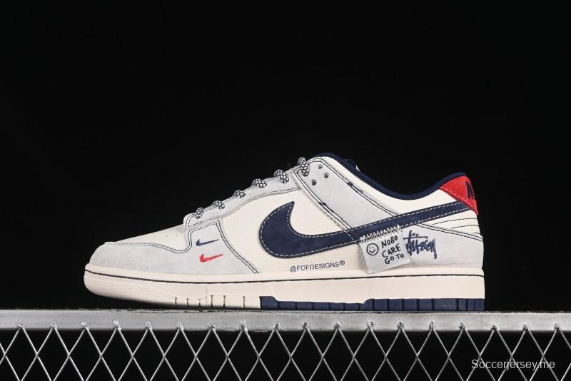 حذاء تزلج نايك SB Dunk Low Stussy Anniversary Edition مرقع باللون الكحلي المرقع مخصص للتزلج الكاجوال المنخفض - YX5066-297