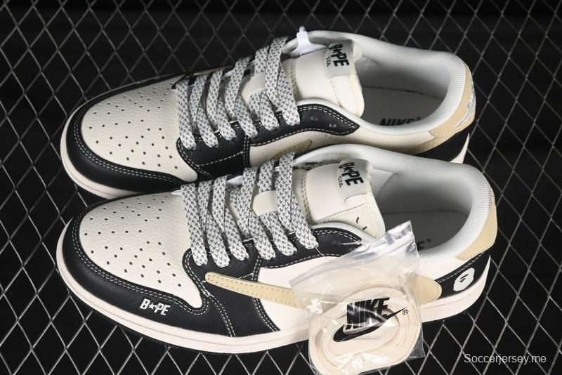 نايك ترافيس سكوت × فراجمينت ديزاين × اير جوردان 1 اير جوردان 1 اوج 1 اوج 1 اس بي بابي تعاون بابي حذاء رياضي كاجوال أبيض أسود من الأمام - JJ2508-552