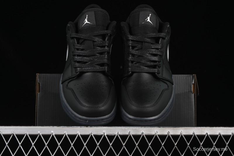 حذاء كرة السلة نايك اير جوردان 1 لاو AJ1 من نايك اير جوردان 1 لاو AJ1 لوحة جلدية بيضاء من القماش الأسود - HV596868-001