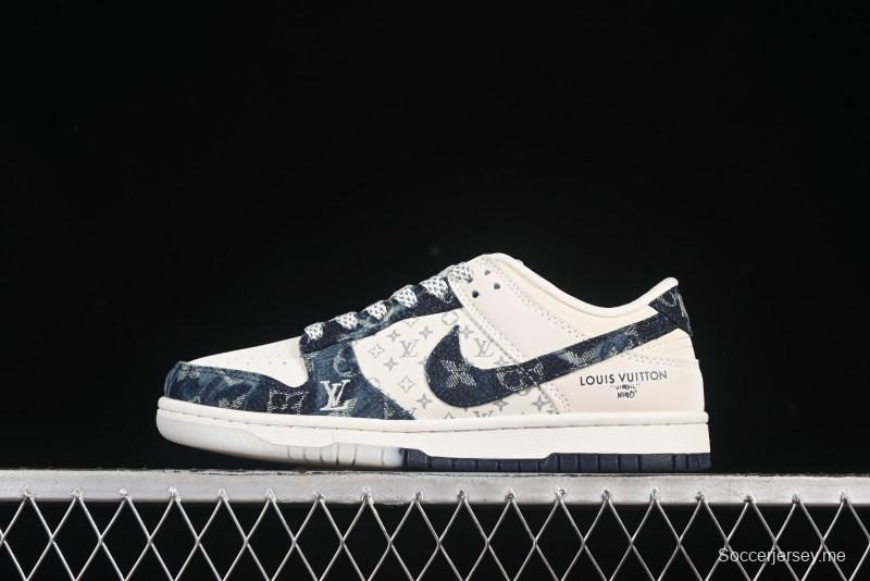 حذاء تزلج نايك SB Dunk Low LV Collaboration من نايك بلون أزرق داكن أزرق داكن ذكرى سنوية مخصص للتزلج الكاجوال المنخفض - CH8311-288