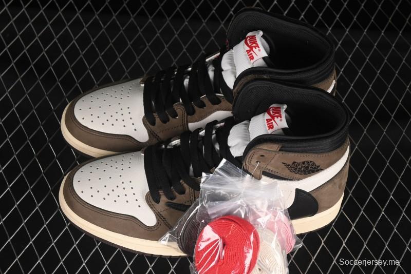 نايك ترافيس سكوت × اير جوردان 1 هاي جوردان 1 هاي أو جي AJ1 إصدار محدود من نايك ترافيس سكوت × اير جوردان 1 هاي اوج AJ1 إصدار عكسي سووش - CD4487-100