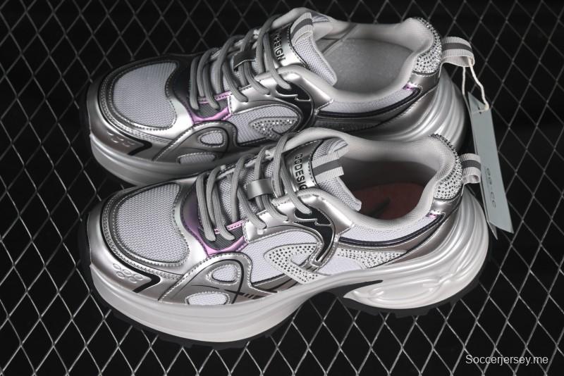 GG-CC 25ss حذاء رياضي مكتنزة جديد بمنصة مكتنزة بزيادة ارتفاع 7 سم وتصميم غير منتظم - 668-2 أسود