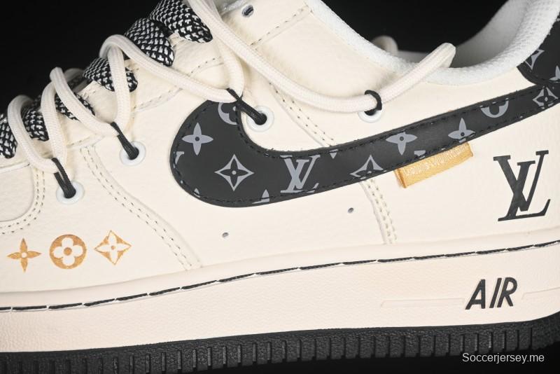 حذاء نايك اير فورس 1 '07 منخفض LV Collaboration Blue Swoosh Drawstring Sneakers Casual - DM686868-061