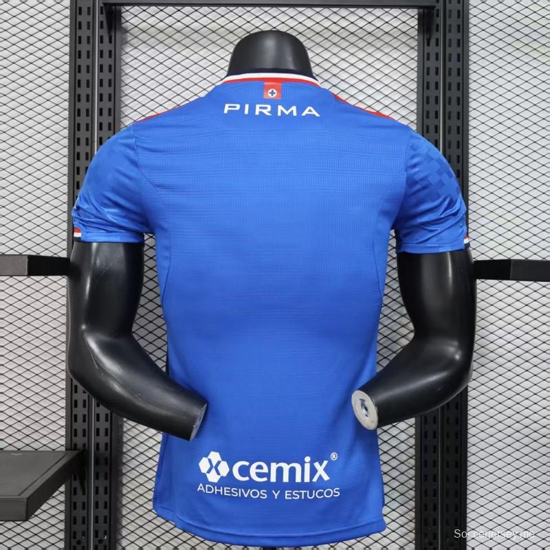 إصدار اللاعب 25/26 قميص كروز أزول 25/26 أزرق منزلي بنقشة بيكسل رقمية