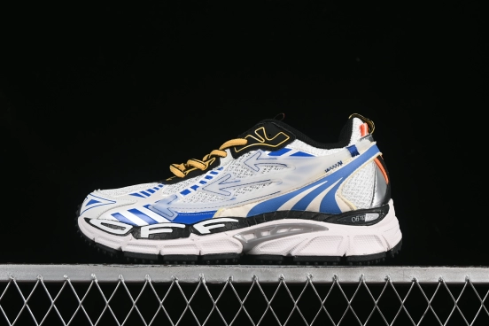 حذاء سنيكرز بي رايت من أوف وايت بي رايت سنيكرز لايف ستايل منخفض الساق باللون الأبيض والأزرق - C.D4