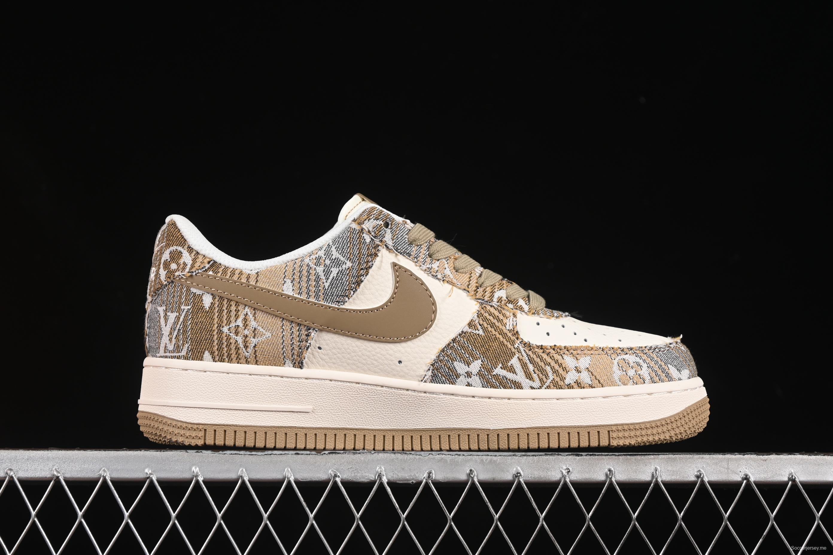 Nike Air Force 1'07 Low LV Collaboration Khaki Print Denim Casual Sneakers - XS1958-582