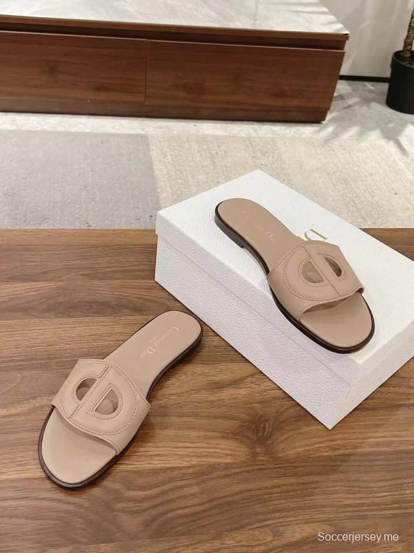 2025 Dio Women Beige Leather Slippers LY00260