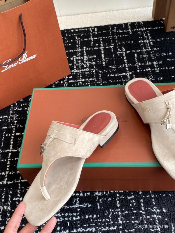 2025 Women Le Parmentier Beige Suede Slippers KFY00280