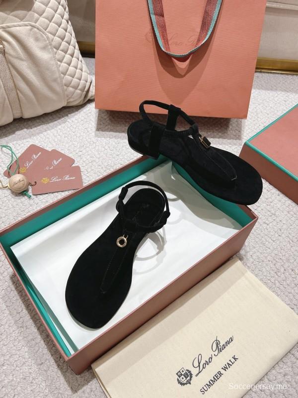 2025 Women LP Black Suede Sandals LY00000