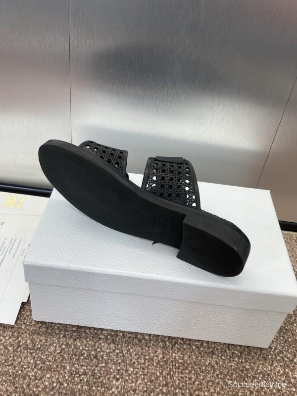 2025 Women Dior Black Leather Sandals Buckle LY00300