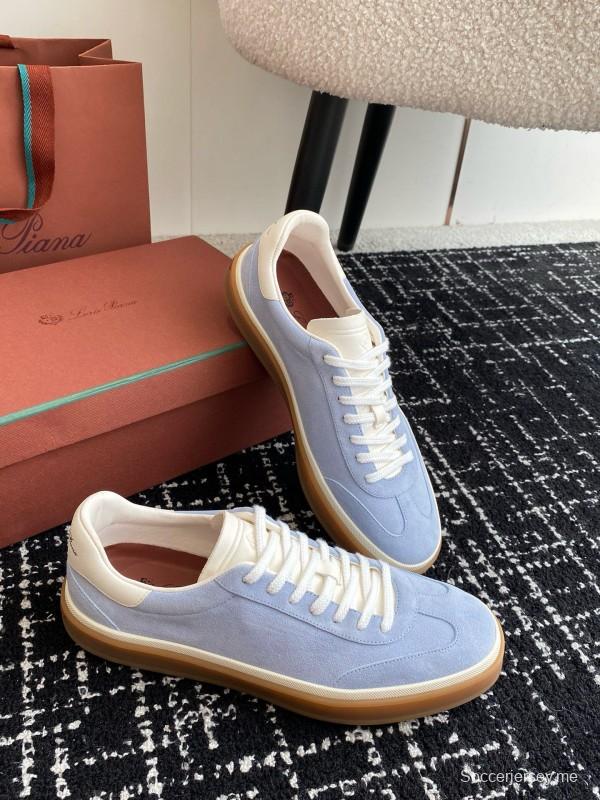 2024 Unisex Loro Piana Light Blue White Custom Leather Sneakers MJ00320