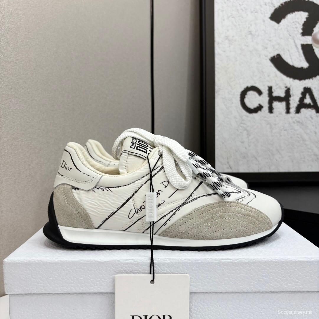 2025 Unisex Dior White Beige Leather Mesh Sneakers LY00300
