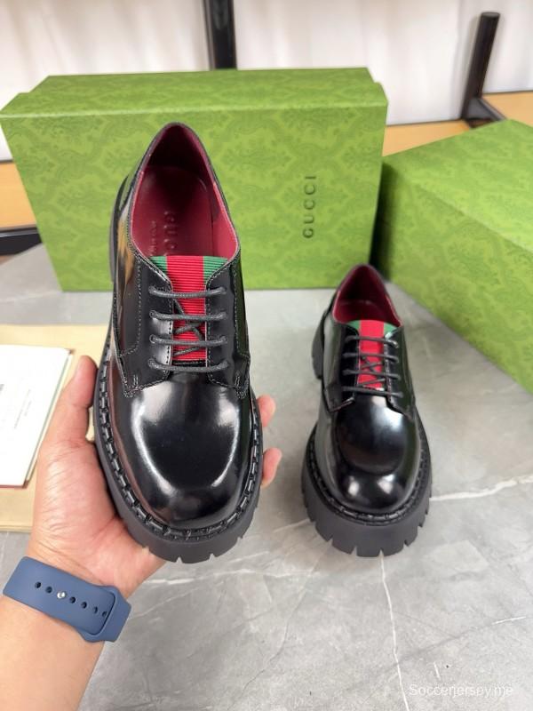 2024 Women Gucci Black Leather Oxford Shoes MJ00320