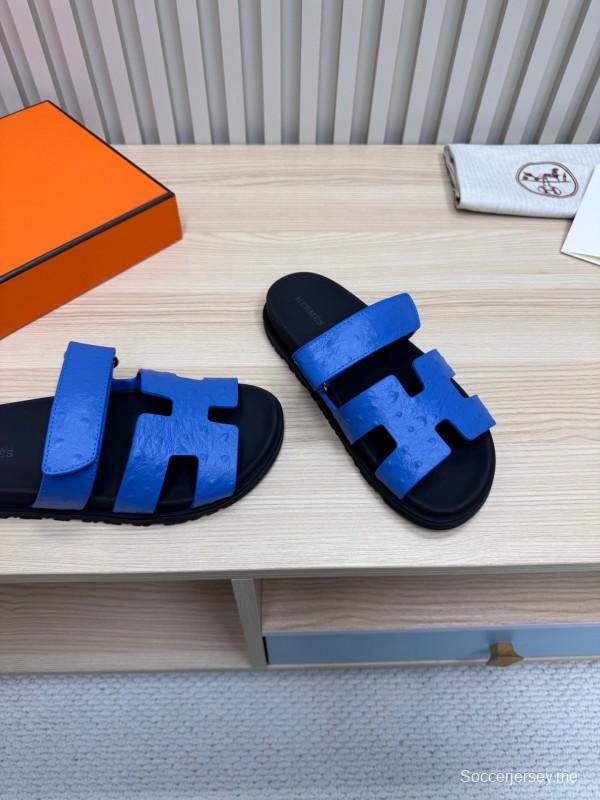 2025 Slippers Hermès Blue Leather Slippers