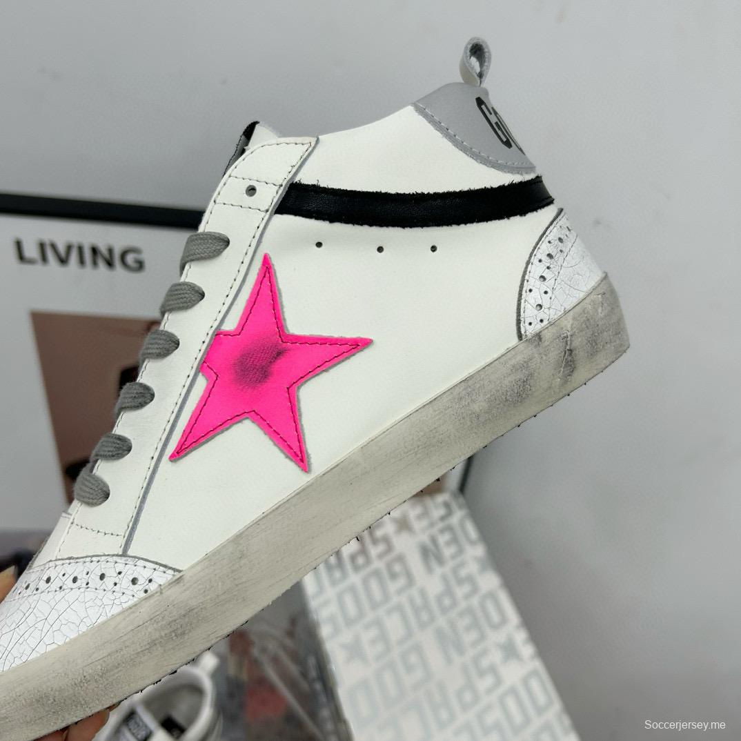 2024 Unisex GGDB White Pink Leather High Top Sneakers MJ00300