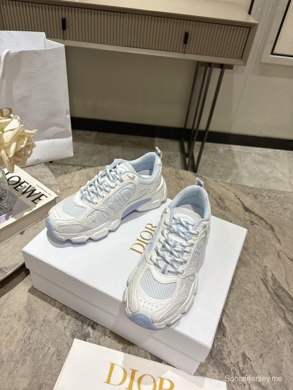 2025 Women Dior White Mesh Leather Sneakers