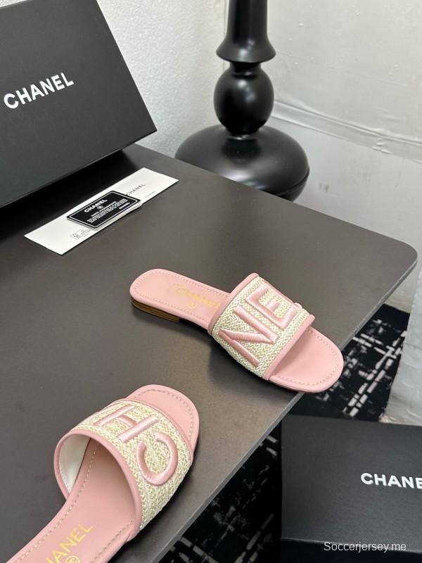 2025 Slippers CHANEL Pink Tweed Slippers