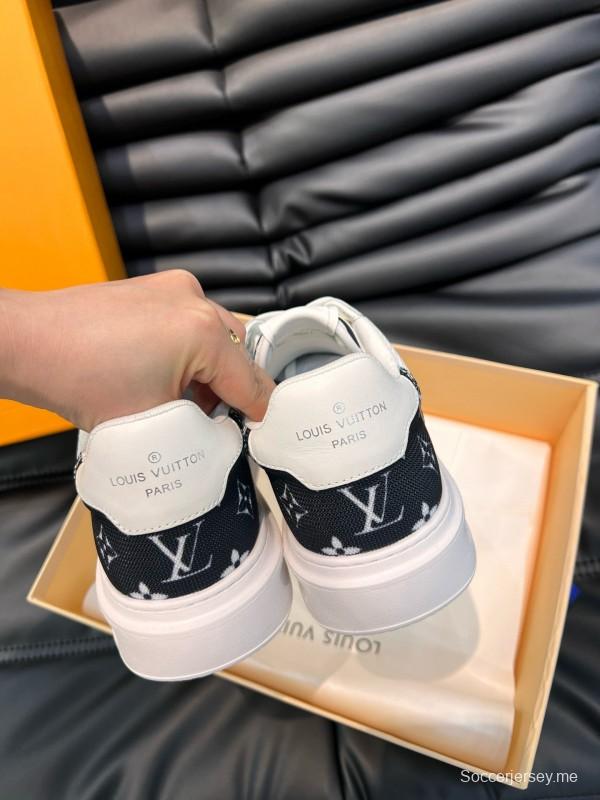 2024 Men Louis Vuitton White Leather Mesh Sneakers MJ00400