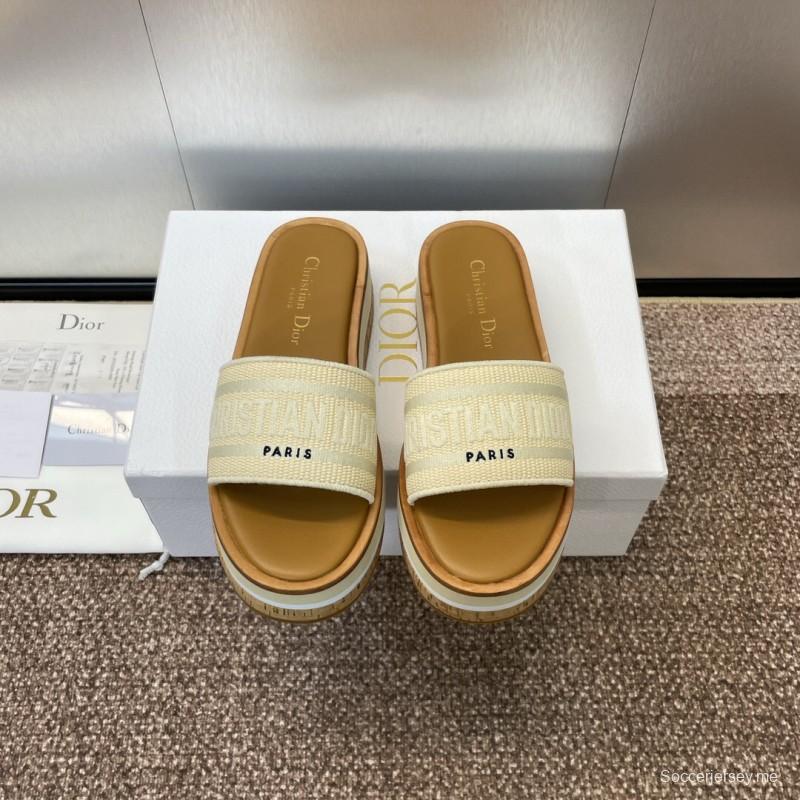 2025 Slippers Dior Beige Canvas Slippers